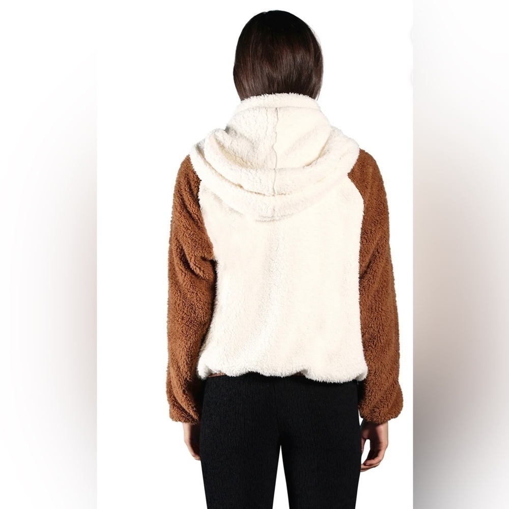 REVOLVE x Plush Sherpa Full Zip Jacket Womens Removable Hood Outerwear Sz Large - Picture 2 of 13